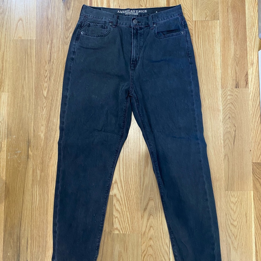 American Eagle Black/Charcoal Mom Jean size 10